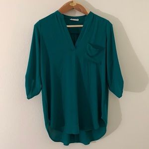 Teal blouse - 3/4 sleeve